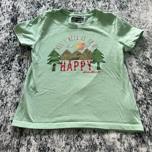 Eddie Bauer Green Short Sleeve Tee with Mountain Graphic